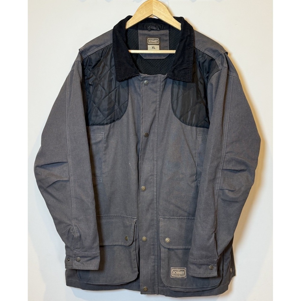 Schmidt Workwear Field Jacket Men's XL Gray Canvas Barn Coat Corduroy Collar